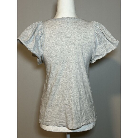 Women’s Old Navy Light Gray Ruffled Puff Sleeve Top Small - Picture 4 of 8